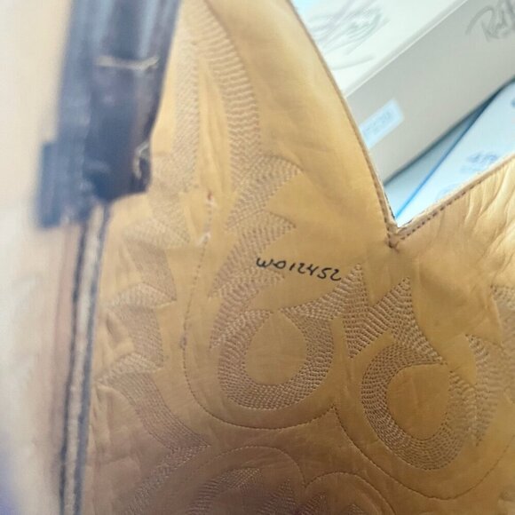 Rod Patrick Mens Cowboy Boots 9EE Brown Full Quill Ostrich Western Square Toe - Picture 10 of 12